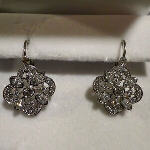 Dazzling Silver Floral Drop Earrings